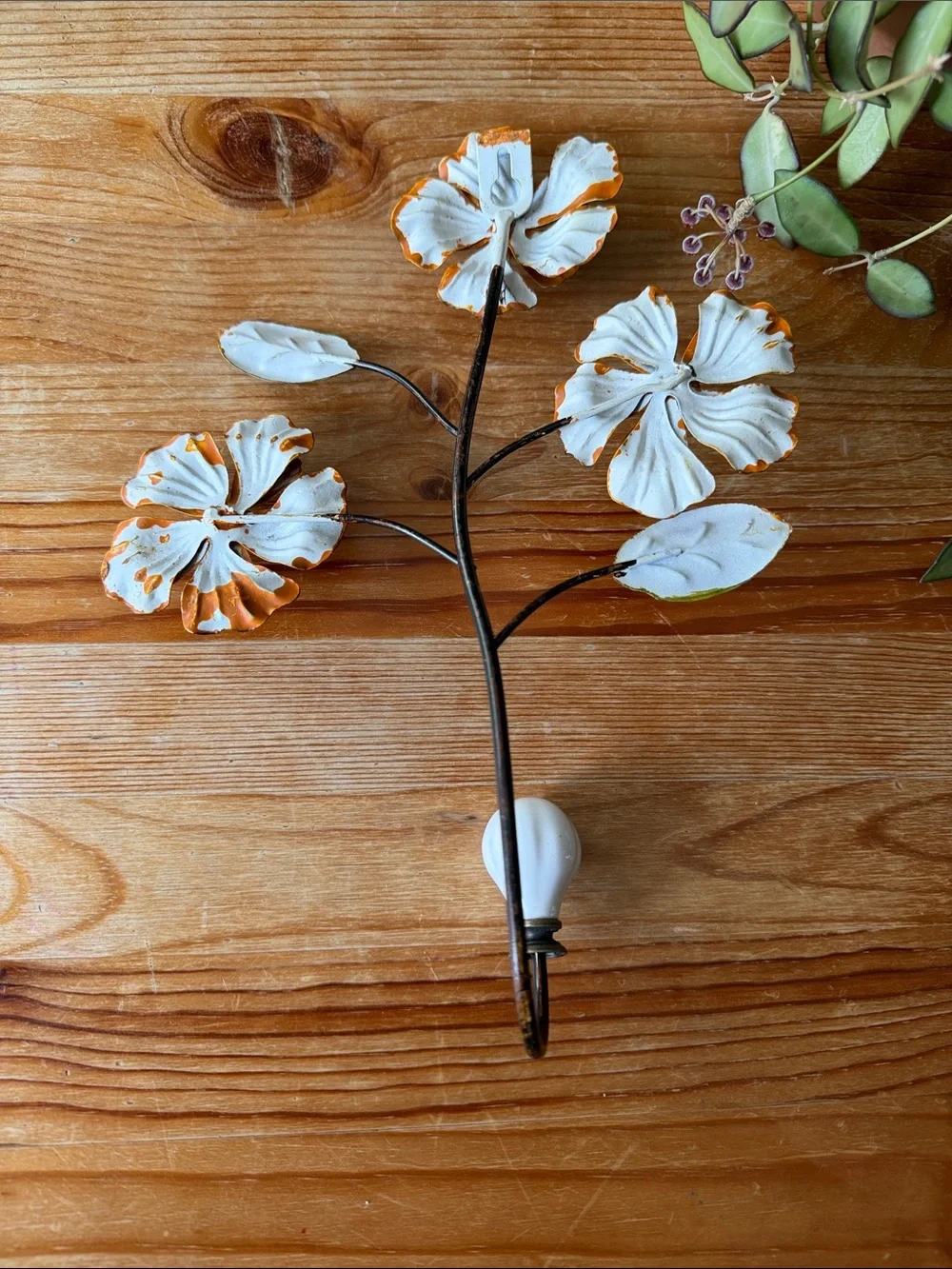 Vintage Metal Floral Wall Hook